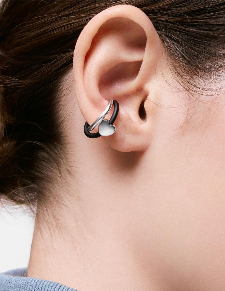 Arete ear cuff de corazón Tous Bold Motif de plata P 925 con acabado brillante